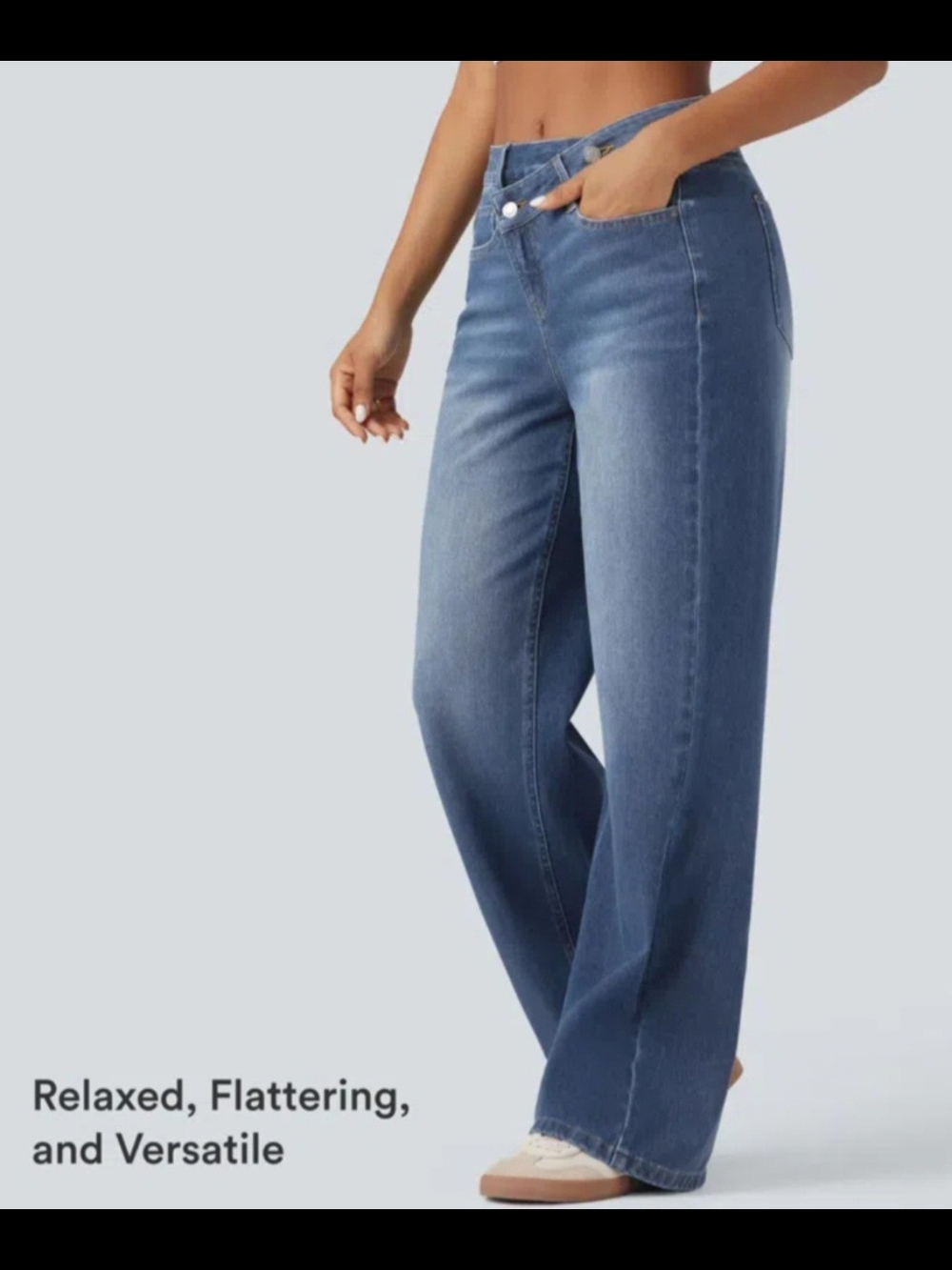 Wide Leg Blue Women's Jeans - Picture 3 of 10
